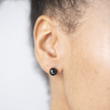 Boucles d'oreilles en argent et céramique noire (8mm)
