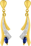 Boucles d'oreilles en or bicolore + saphir + diamant 9ct 482-41