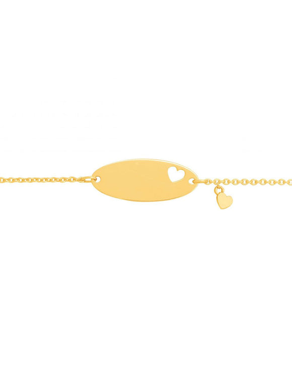 Bracelet d'identité bébé avec coeurs en or jaune 9ct 446J218
