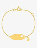 Bracelet d'identité bébé avec papillons en or jaune 9ct 446J219