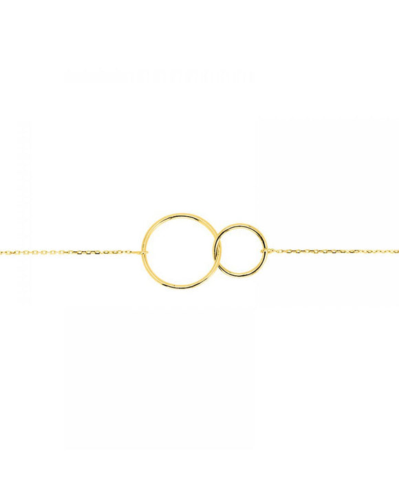 Bracelet deux anneaux en or jaune 9ct 440-27