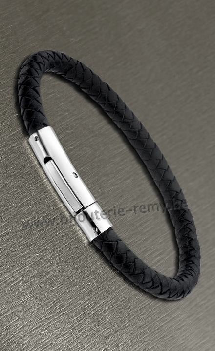 Bracelet cuir tressé noir LS1119-2-1