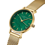 Rosefield Small Edit mesh doré fond nacre vert emeraude