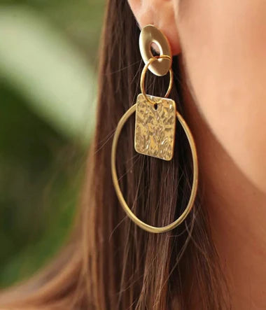 Boucles d'oreilles ZAG Tapiès en acier doré