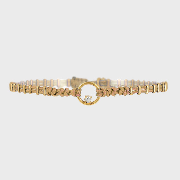 Bracelet Zag Doréa en coton et acier doré