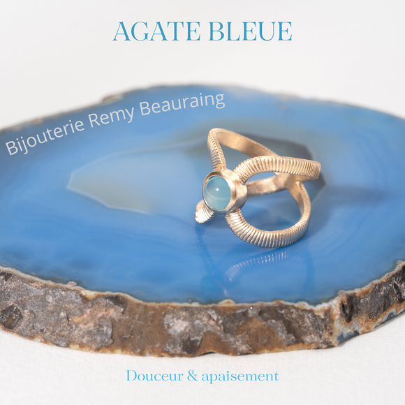 Bague Célestine avec agate bleue 711-210