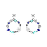 Boucles d'oreilles jardin fleuri en argent + zirconiums + nacre