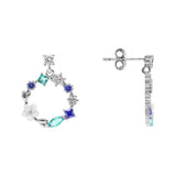 Boucles d'oreilles jardin fleuri en argent + zirconiums + nacre