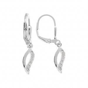 Boucles d'oreilles vague en argent rhodié et zirconiums