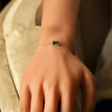 Bracelet plaqué or + oxyde bleu-vert 745-492