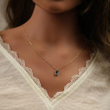 Collier plaqué or + oxyde bleu-vert 754-189