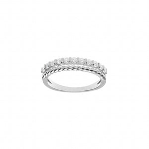 Bague 2 rangs en argent et zirconiums 611-3880