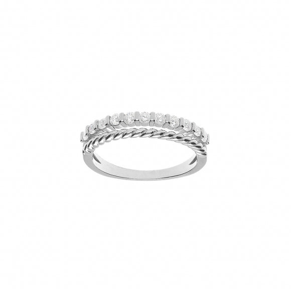 Bague 2 rangs en argent et zirconiums 611-3880