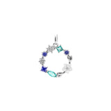 Pendentif jardin fleuri en argent + zirconiums + nacre