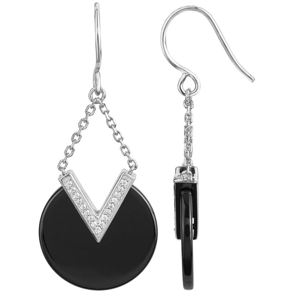 Boucles d'oreilles en acier, céramique noire et zirconiums 687-5