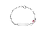 Bracelet d'identité enfant maille figaro + fleur multicolore 644-697