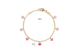Bracelet enfant en vermeil avec coeurs roses 648V2