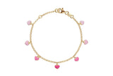 Bracelet enfant en vermeil avec coeurs roses 648V2