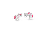 Boucles licornes en argent et email 684-1718