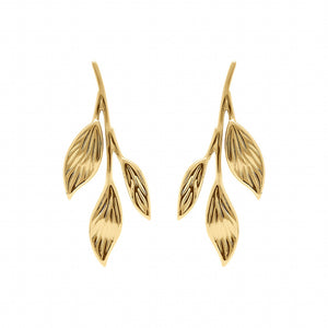 Boucles en acier doré feuillage 880j1164