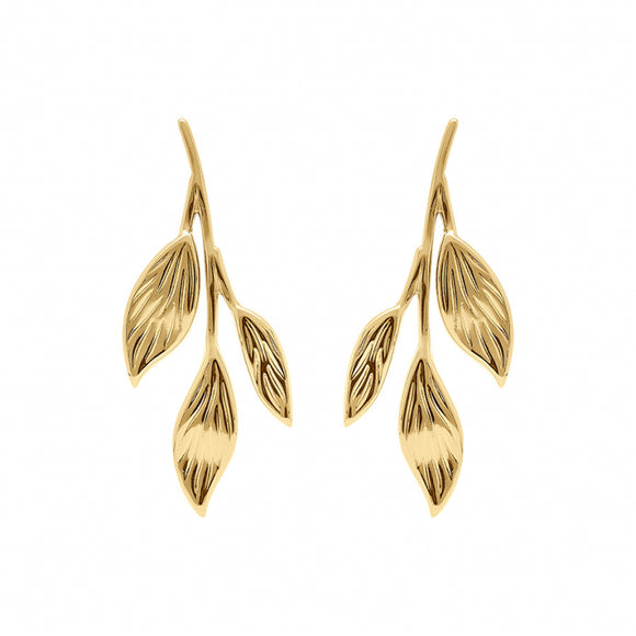 Boucles en acier doré feuillage 880j1164