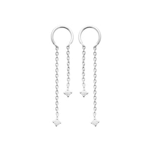 Boucles en argent rhodié et zirconiums 681-3350