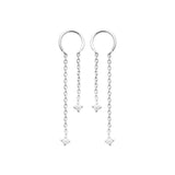 Boucles en argent rhodié et zirconiums 681-3350