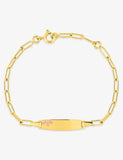 Bracelet identité bébé avec plaque rectangulaire et pétales laquées  rose 746-29