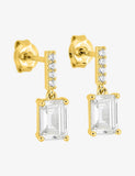 Boucles d'oreilles en plaqué or + zirconium rectangulaire 782-1058