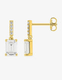 Boucles d'oreilles en plaqué or + zirconium rectangulaire 782-1058