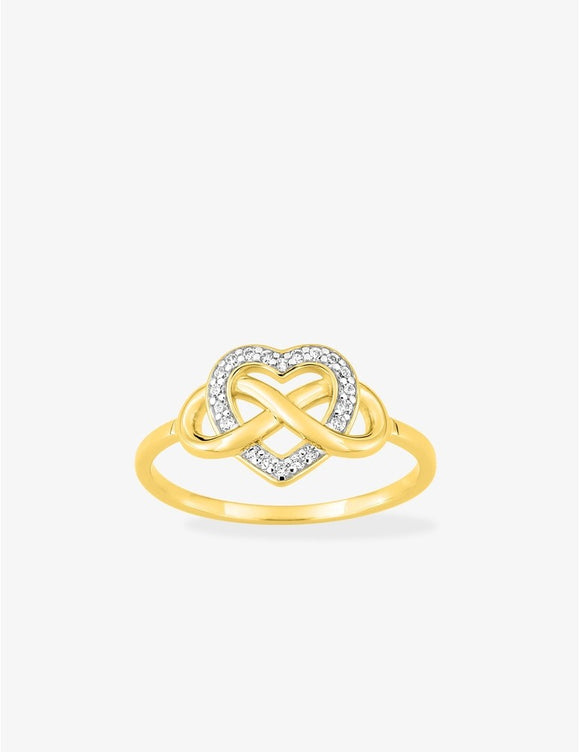 Bague coeur + infini en plaqué or 711-402