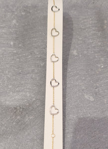 Bracelet coeur en or 18 ct bicolore 342-168