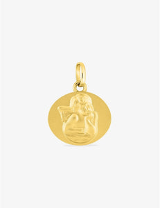 Médaille ronde avec ange en or jaune 18ct 360-359