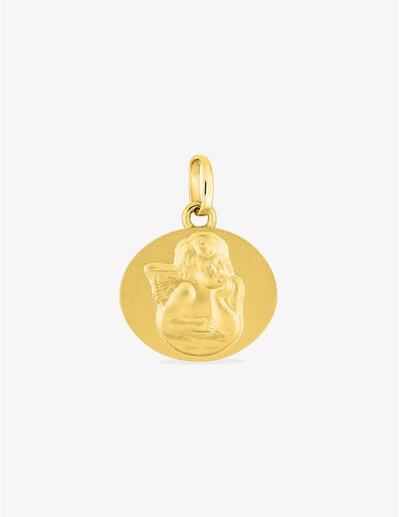 Médaille ronde avec ange en or jaune 18ct 360-359