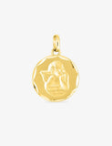 Médaille ronde avec ange en or jaune 18ct 369-348