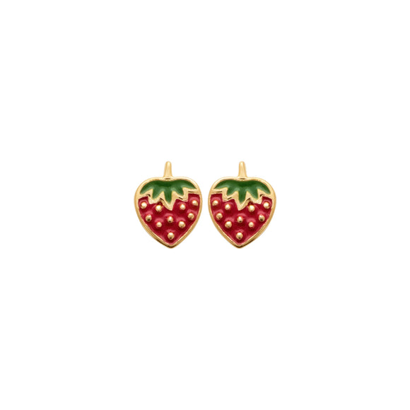 Boucles d'oreilles fraises sur plaqué or