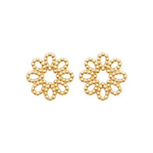 Boucles plaqué or fleurs ajourées 784-738