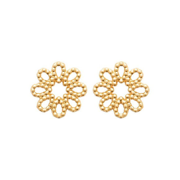 Boucles plaqué or fleurs ajourées 784-738