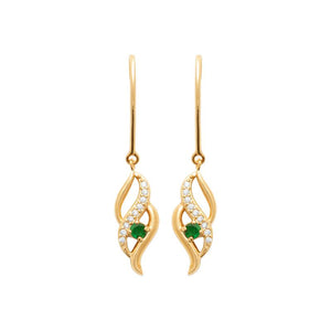 Boucles Plaqué or + pierre synthétique verte 782-995