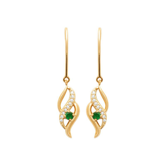 Boucles Plaqué or + pierre synthétique verte 782-995