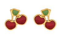 Boucles d'oreilles cerises vertes et rouges en or 18ct 386-177