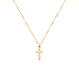 Pendentif croix en plaqué or + zirconiums 762-138