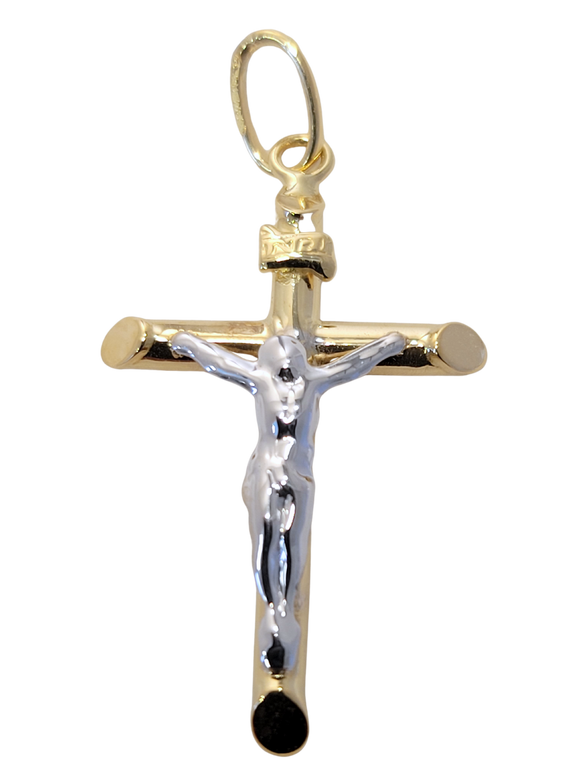 Pendentif Croix en or bicolore avec Christ 18ct 369-316
