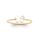 Bague en plaqué or papillon et zirconium