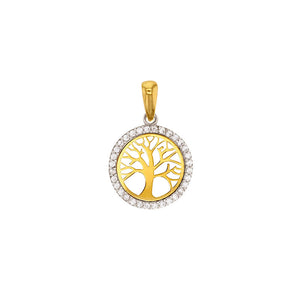Pendentif arbre de vie en or jaune 18ct et zirconium 363-105