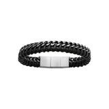 Bracelet en acier et cuir noir homme 842-1436