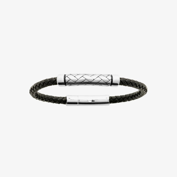 Bracelet cuir et acier 840-3720