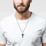 Collier acier + croix 850-683