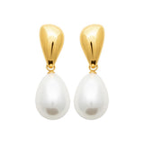 boucles en acier doré et perles blanches 880J1405