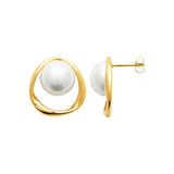 Boucles en acier doré avec perle imitation 880J1553